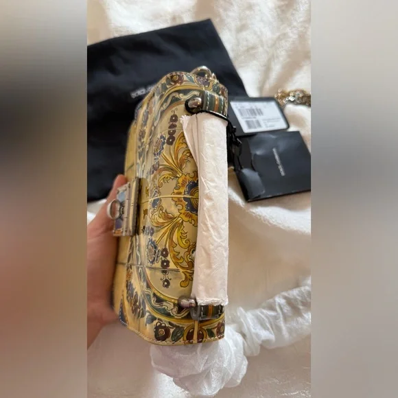 NWT Dole&Gabbana Maiolica Tile Print Rosalia Chain Bag - Picture 7 of 16